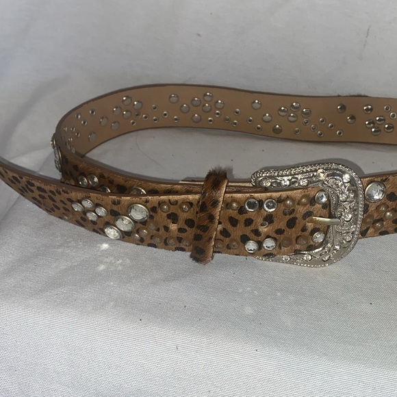 Cara New York Mohair Cheetah w/crystals and bronze beading, Diamond buckle - Picture 2 of 5